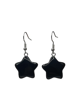 Black Agate Star Surgical Steel Earrings